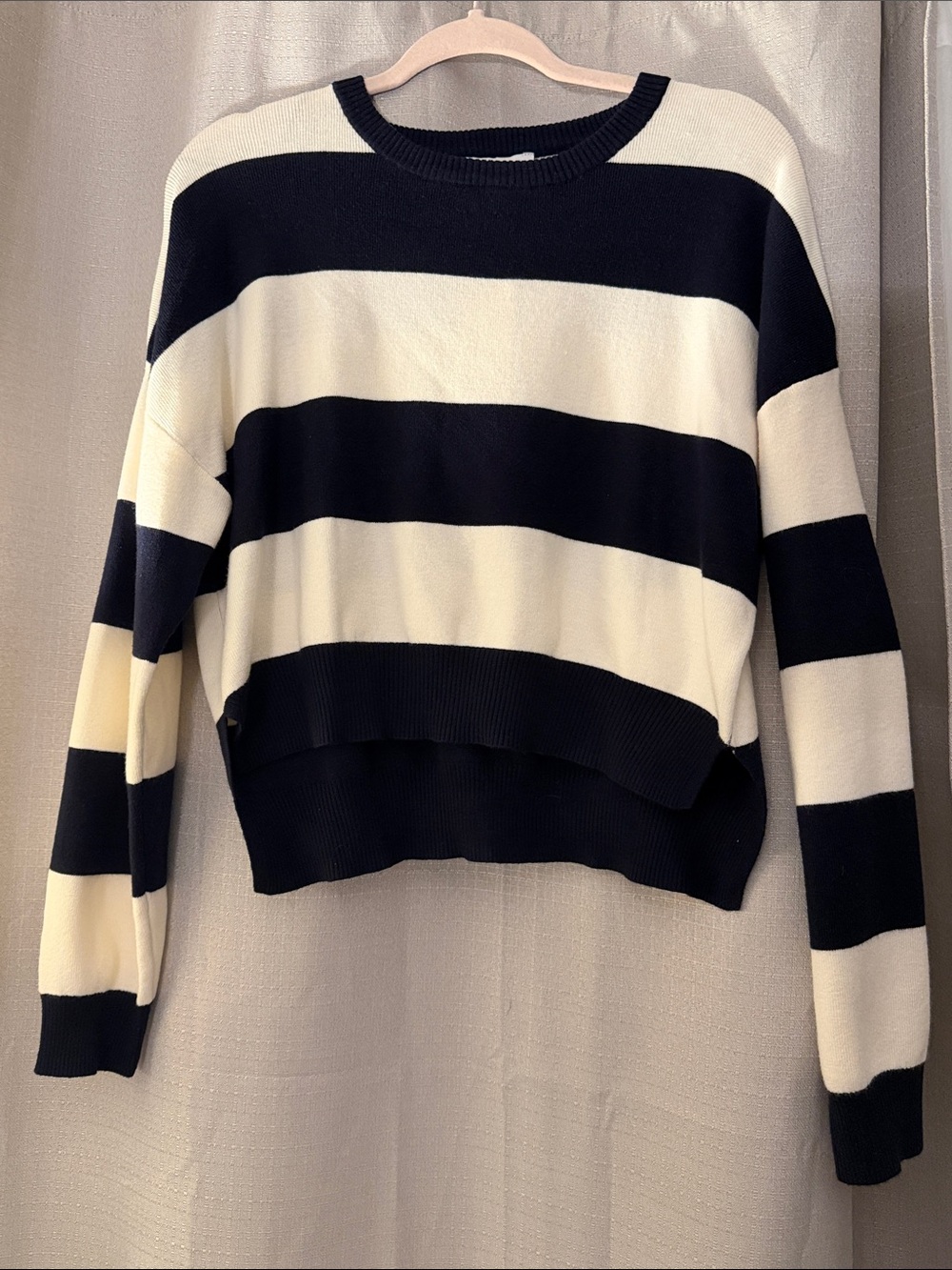 Striped Navy and White Crewneck Sweater
